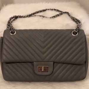 Gray Quilted Stitch Convertible Shoulder/Crossbody Bag/NWT